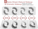 20 Pairs False Eyelashes Fluffy Wispy 3D Faux Mink Lashes