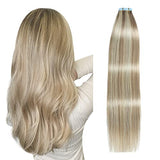 Pureleor 12 inch-24 inch Tape in Hair Extensions Human Hair  20 Pcs/Pack 50g