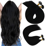 Pureleor Hair Extensions Flat Tip 14 Inch Hot Fusion Hair Extensions Human Hair 50 Grams Keratin Flat Tip Human Hair Extensions