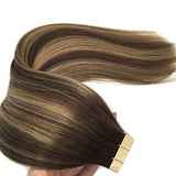 Pureleor 20pcs 50g Human Hair Extensions Tape in  Real Hair extensions