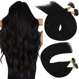 Pureleor Hair Extensions Flat Tip 14 Inch Hot Fusion Hair Extensions Human Hair 50 Grams Keratin Flat Tip Human Hair Extensions