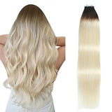 Pureleor 12 inch-24 inch Tape in Hair Extensions Human Hair  20 Pcs/Pack 50g