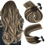 Pureleor Hair Extensions Flat Tip 14 Inch Hot Fusion Hair Extensions Human Hair 50 Grams Keratin Flat Tip Human Hair Extensions