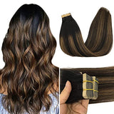 Pureleor 20pcs 50g Human Hair Extensions Tape in  Real Hair extensions