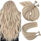 Pureleor Hair Extensions Flat Tip 14 Inch Hot Fusion Hair Extensions Human Hair 50 Grams Keratin Flat Tip Human Hair Extensions