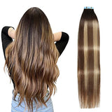 Pureleor 12 inch-24 inch Tape in Hair Extensions Human Hair  20 Pcs/Pack 50g