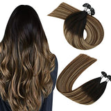 Pureleor Hair Extensions Flat Tip 14 Inch Hot Fusion Hair Extensions Human Hair 50 Grams Keratin Flat Tip Human Hair Extensions