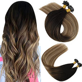 Pureleor Hair Extensions Flat Tip 14 Inch Hot Fusion Hair Extensions Human Hair 50 Grams Keratin Flat Tip Human Hair Extensions