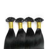 #1U tip extensions Natural Straight Machine Made Virgin Human Pre-bonded Hair Extensions Fusion Nails Keratin Capsules