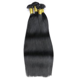 #1U tip extensions Natural Straight Machine Made Virgin Human Pre-bonded Hair Extensions Fusion Nails Keratin Capsules