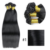 #1U tip extensions Natural Straight Machine Made Virgin Human Pre-bonded Hair Extensions Fusion Nails Keratin Capsules