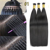 #1 I Tip Hair Extensions Real Virgin Human Hair Keratin Extensions #1 100 strands