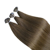 #4 Flat Tip Hair Extensions Real Virgin Human Hair Keratin Extensions #1 100 strands