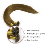 #6 Capsule Fusion Human Hair Straight Machine Virgin U Nail Tip Keratin Pre Bonded Hair Extensions 14"-34"