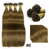 #6 Capsule Fusion Human Hair Straight Machine Virgin U Nail Tip Keratin Pre Bonded Hair Extensions 14