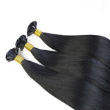 #1 Flat Tip Hair Extensions Real Virgin Human Hair Keratin Extensions #1 100 strands