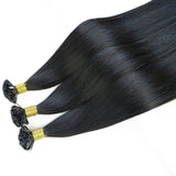 #1 Flat Tip Hair Extensions Real Virgin Human Hair Keratin Extensions #1 100 strands