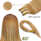 #27 European Human Hair I Tip Hair Extensions Blonde 1g/1s Natural Straight Virgin Hair Extensions 100gpack