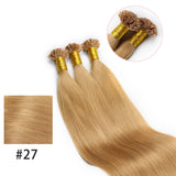 #27  u-Tip Human Hair Extensions Straight Capsules Natural Pre Bonded Hair 1g/Strand