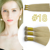 #18  Nano-Tip Human Hair Extensions Straight Capsules Natural Pre Bonded Hair 1g/Strand