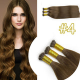 #4 Nano Tip Hair Extensions Real Virgin Human Hair Keratin Extensions #1 100 strands