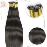 #NC Nano Tip Hair Extensions Real Virgin Human Hair Keratin Extensions #1 100 strands