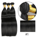 Natural Hair Extensions 100% Human Hair Bundles Brazilian Straight Hair Extension Jet black Machine